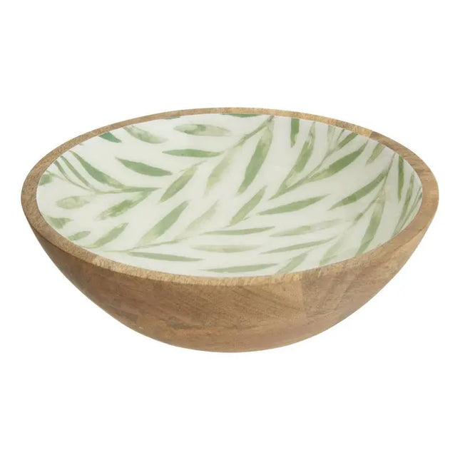 Bol para ensalada "Inaya" verde oliva, madera de mango -  212207C