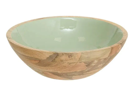 Ensaladera  "Inaya" de 30 cm de diámetro, madera blanco y de mango - 212208A