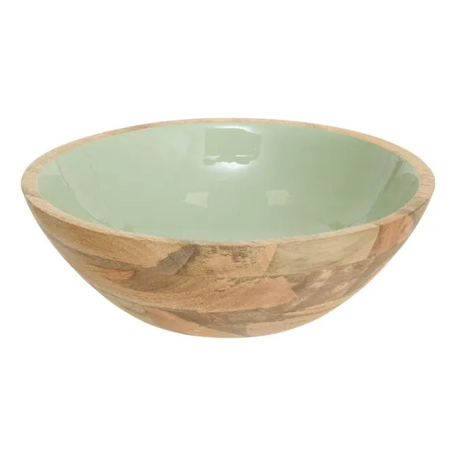 Ensaladera  "Inaya" de 30 cm de diámetro, madera blanco y de mango - 212208A