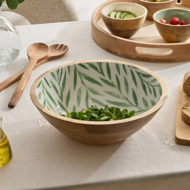 Bol para ensalada "Inaya" D30cm verde oliva, madera de mango -  212208C