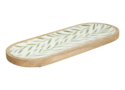 Bandeja "Inaya" de 40x15 cm, madera verde y de mango - 212209C