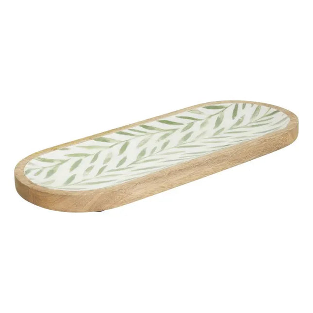 Bandeja "Inaya" de 40x15 cm, madera verde y de mango - 212209C