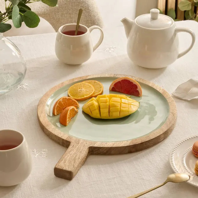 Plato de servir "Inaya" de madera de mango y verde - 212210A
