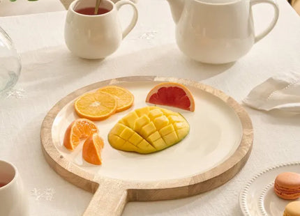 Plato de servir "Inaya" de madera de mango y blanco - 212210B