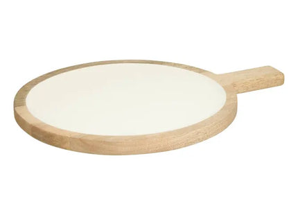 Plato de servir "Inaya" de madera de mango y blanco - 212210B