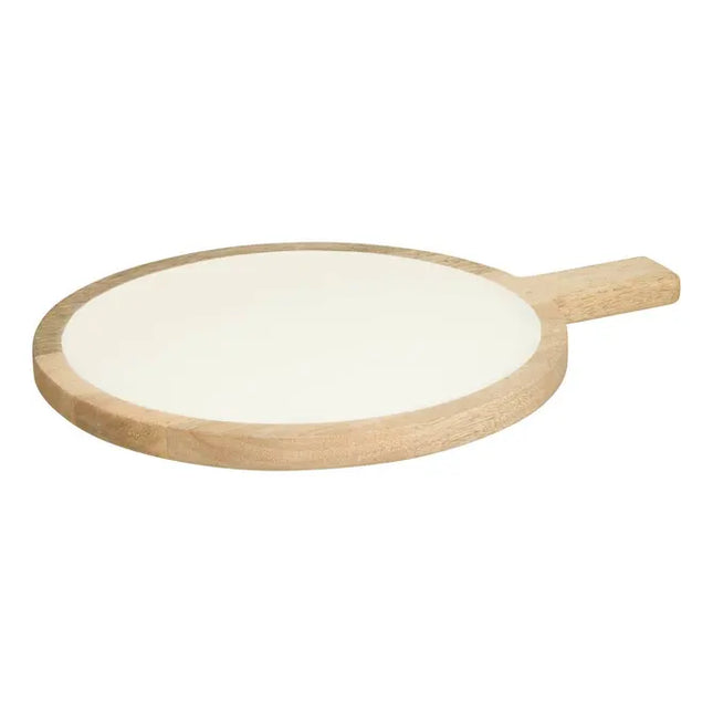 Plato de servir "Inaya" de madera de mango y blanco - 212210B