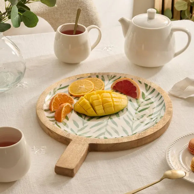 Plato de servir "Inaya" de madera de mango y verde - 212210C
