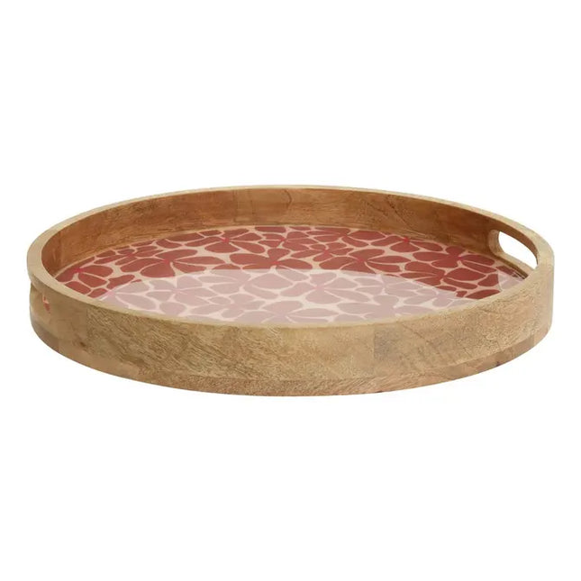 Bandeja redonda "Inaya" D38 cm terracota y madera de mango -  212211D