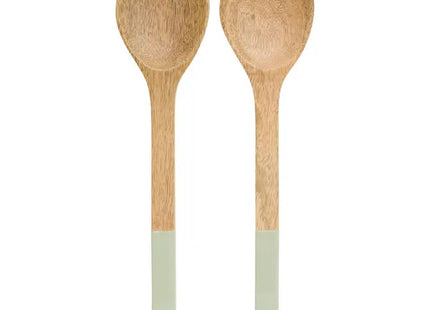 Cubiertos para ensalada "Inaya" de madera verde y de mango - 212212A