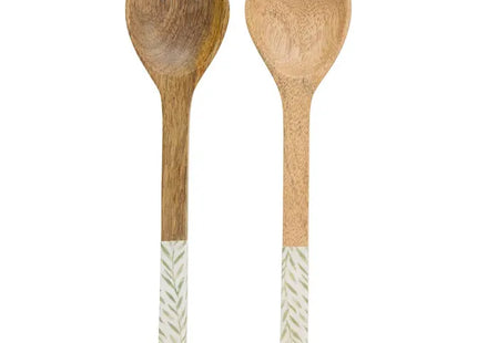 Cubiertos para ensalada "Inaya" de madera verde oliva y de mango - 212212C