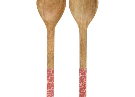 Servidores de ensalada "Inaya" de terracota y madera de mango -  212212D
