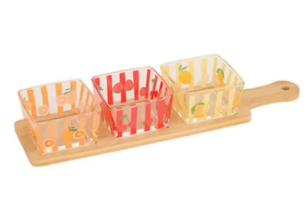 Set de aperitivos frutales con bandeja y 3 cuencos - 212251