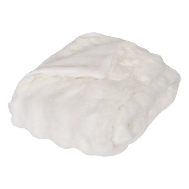 Frazada "Zephy" 3D de piel sintética, blanca, 160x120cm - 212507
