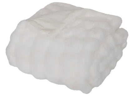 Frazada "Zephy" 3D de piel sintética, blanca, 230x180cm - 212508