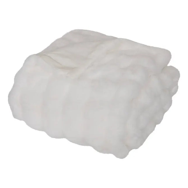 Frazada "Zephy" 3D de piel sintética, blanca, 230x180cm - 212508