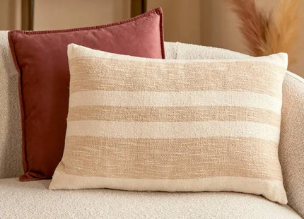 Almohada "Laini" blanco y arena 58x38cm - 212531A