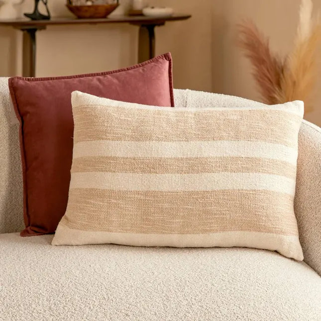 Almohada "Laini" blanco y arena 58x38cm - 212531A