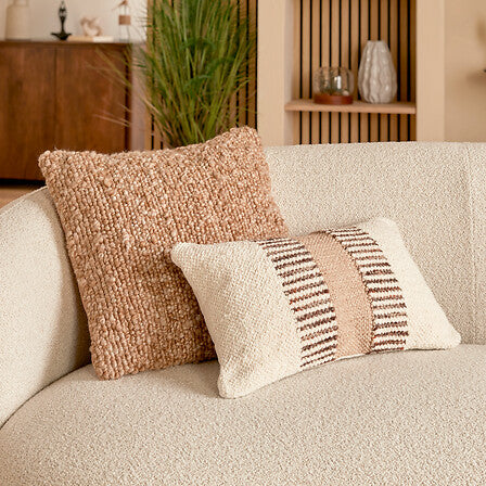 Almohada "Volna" 45x45cm poliéster efecto lana camello - 212544B