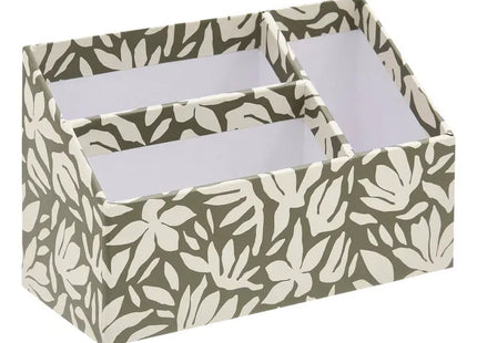 Organizador de escritorio "Florea" de 3 compartimentos estampado floral verde laurel - 212758