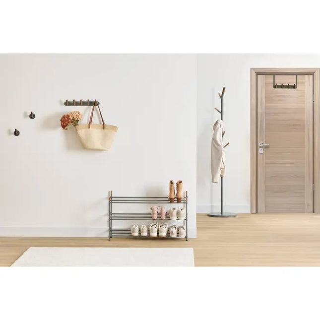 Perchero de pared "Cassie" con 5 ganchos, color verde y madera - 212795B