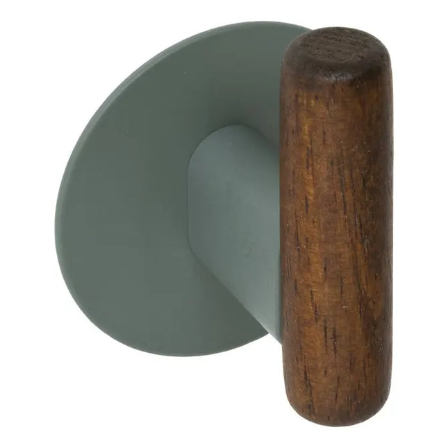 Juego de 2 ganchos adhesivos "Cassie" en color verde  y madera - 212767B