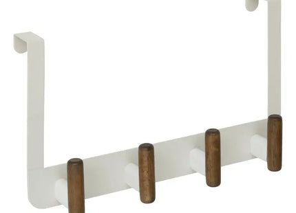 Perchero de puerta "Cassie" de color beige y madera con 4 ganchos - 212770A