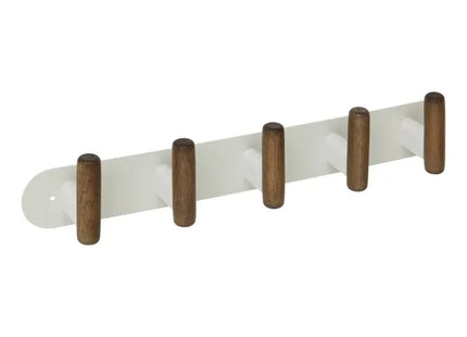 Perchero de pared "Cassie" con 5 ganchos, color beige y madera - 212795A
