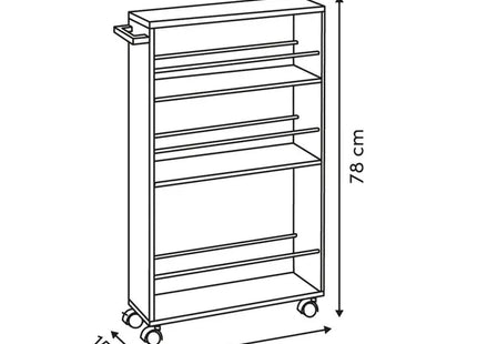 Carrito de servicio de 4 niveles. L15cm marrón -  212859