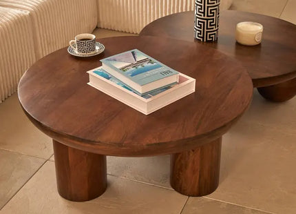 Mesa de centro "Stambh" en madera de mango, 90x90x40cm - 213024