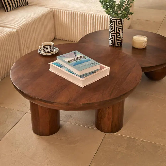 Mesa de centro "Stambh" en madera de mango, 90x90x40cm - 213024