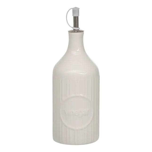 Botella de cerámica blanca de 500ml para aceite/vinagre - 213455