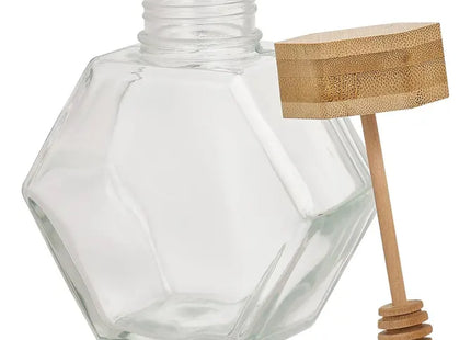 Pote de miel de vidrio con tapa de madera - 213460
