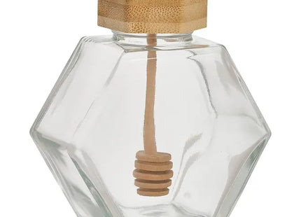 Pote de miel de vidrio con tapa de madera - 213460