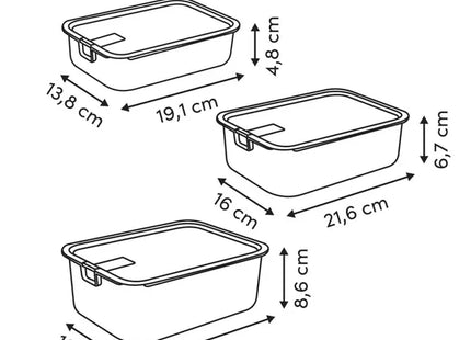 3 potes de almacenamiento aptos para microondas - dos colores - 213486