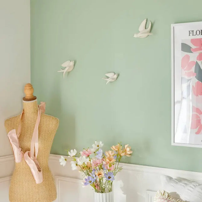 Decoración de pared con 3 pájaros y una rosa - 213831