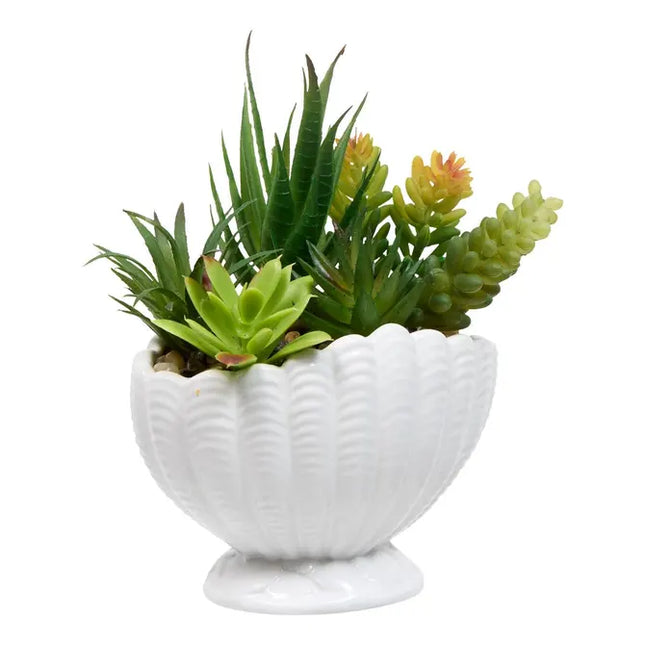 Planta artificial "Ocea" con maceta de concha marina, 20 cm de alto  - 214038