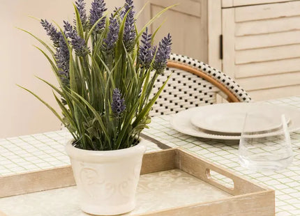 Arreglo floral artificial Prov Lavanda en maceta de gres de 35 cm  - 214054