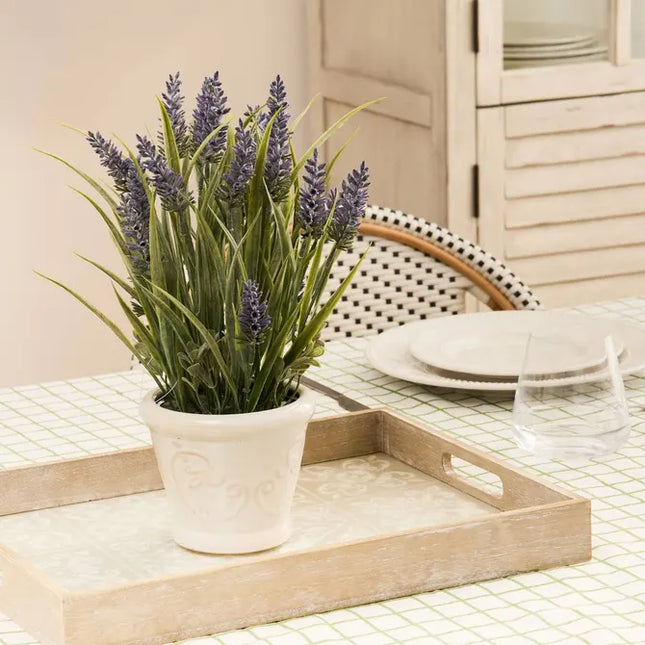 Arreglo floral artificial Prov Lavanda en maceta de gres de 35 cm  - 214054