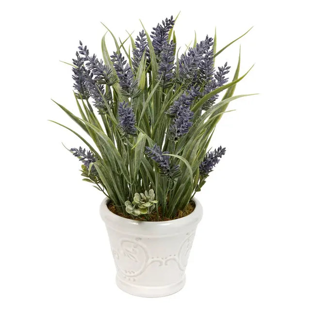Arreglo floral artificial Prov Lavanda en maceta de gres de 35 cm  - 214054