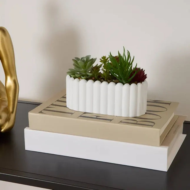 Planta artificial "Wida" 12 cm, con maceta blanca - 214064