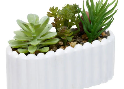 Planta artificial "Wida" 12 cm, con maceta blanca - 214064