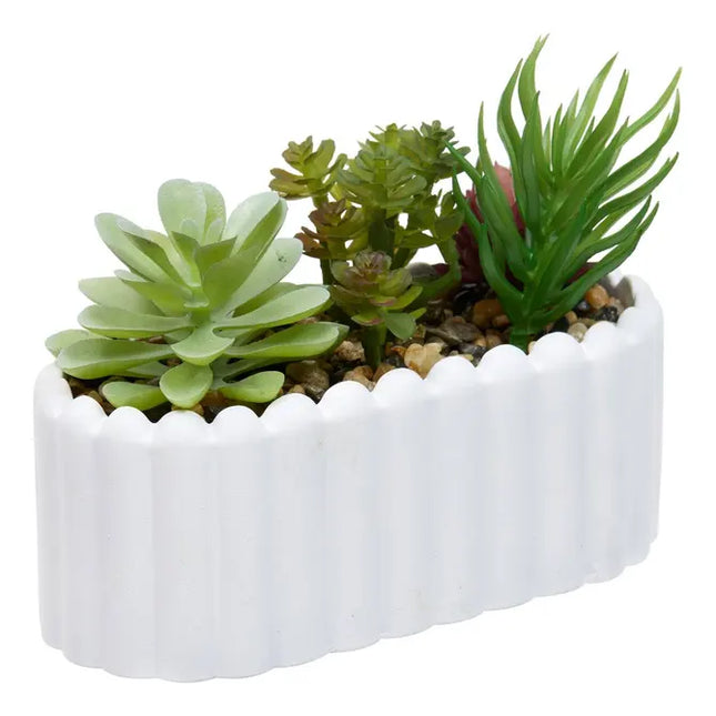 Planta artificial "Wida" 12 cm, con maceta blanca - 214064