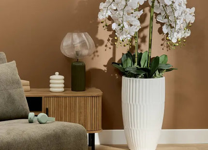 Orquídea artificial "Hotel" A130cm en jarrón blanco -  214116