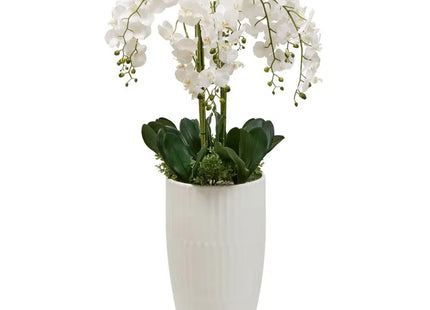 Orquídea artificial "Hotel" A130cm en jarrón blanco -  214116