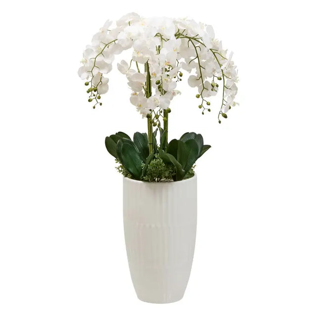 Orquídea artificial "Hotel" A130cm en jarrón blanco -  214116