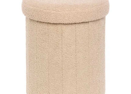 Puf plegable "Jaiko" con almacenamiento, en tejido bouclé beige, 32x38cm - 214224