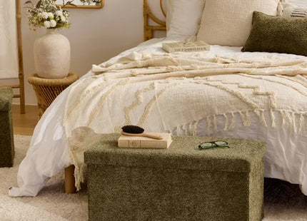 Otomana plegable de almacenamiento "Soana" color caqui, 76x38cm - 214228C