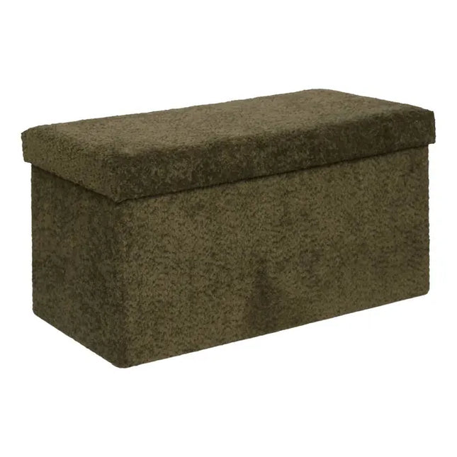 Otomana plegable de almacenamiento "Soana" color caqui, 76x38cm - 214228C