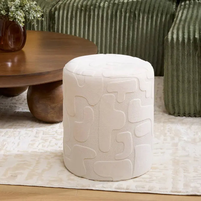 Puf redondo "Delor" blanco 36x40 cm - 214231B