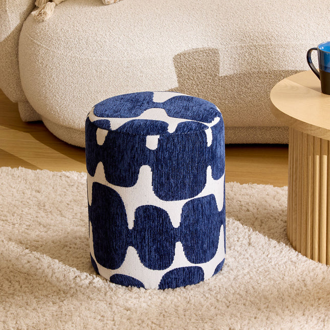 Puf redondo "Delor" color azul 30x36 cm - 214232C